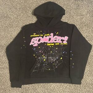 Spyder Black Hoodie with Pink and Yellow Graphic